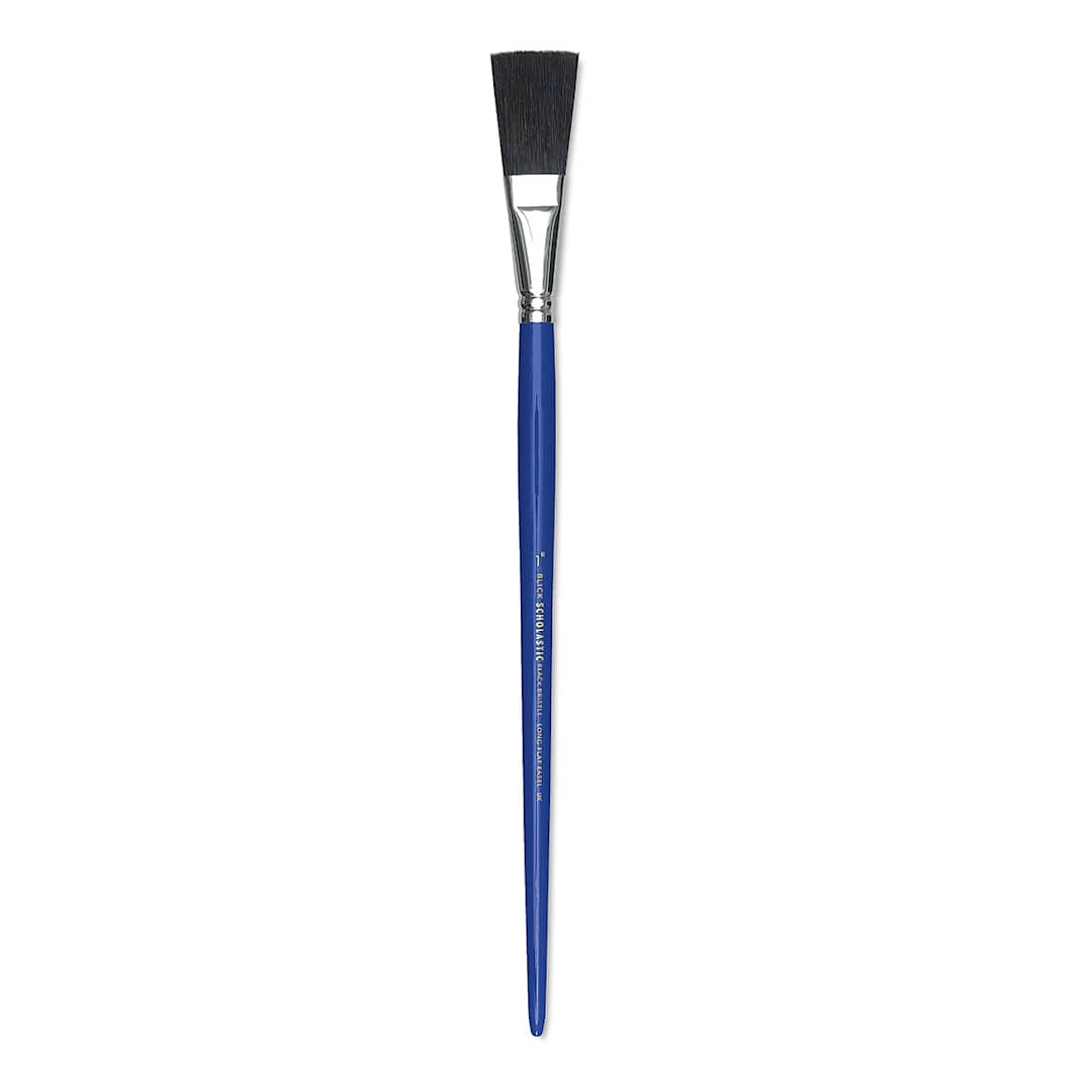 Open in modal - Blick Scholastic Black Bristle Brush - Extended, Long Handle, Size 1"