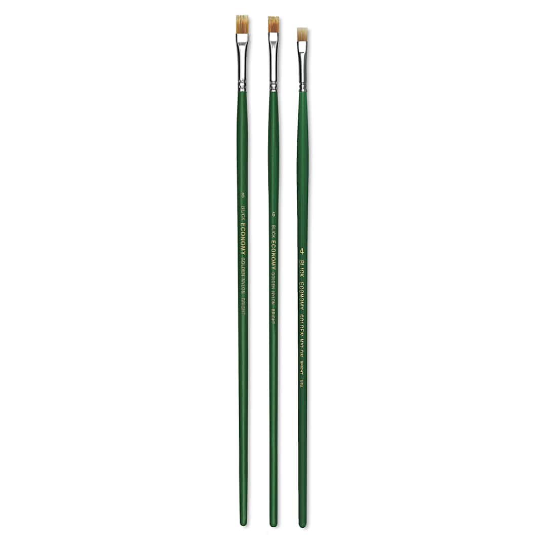 Open in modal - Blick Economy Golden Nylon Brush Set - Bright, Long Handle 3 of the 6 brushes