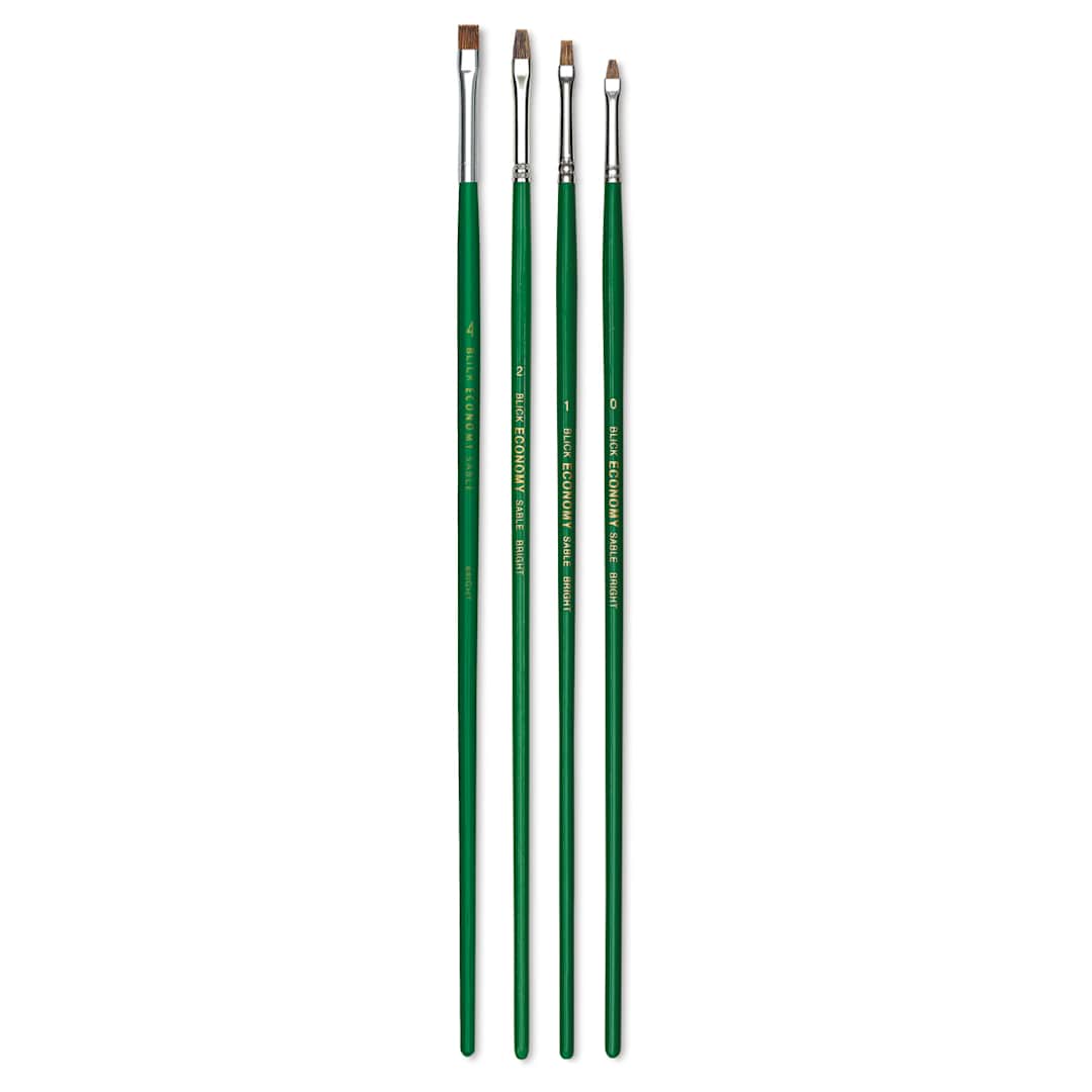 Open in modal - Blick Economy Sable Brush Set - Bright, Long Handle, Set of 4