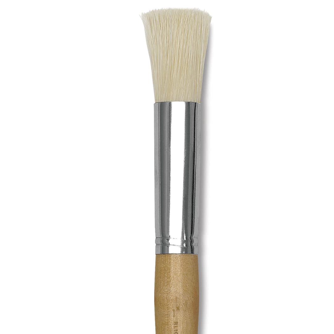 Open in modal - Blick Economy White Bristle Brush - Stencil, 1" close up