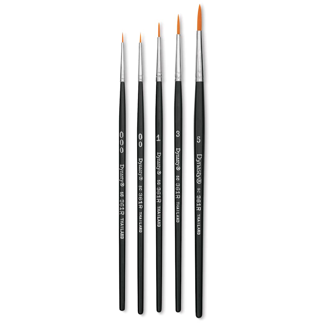 Open in modal - Dynasty Finest Golden Synthetic Brushes - Set 2, Round, Short Handle, Set of 5