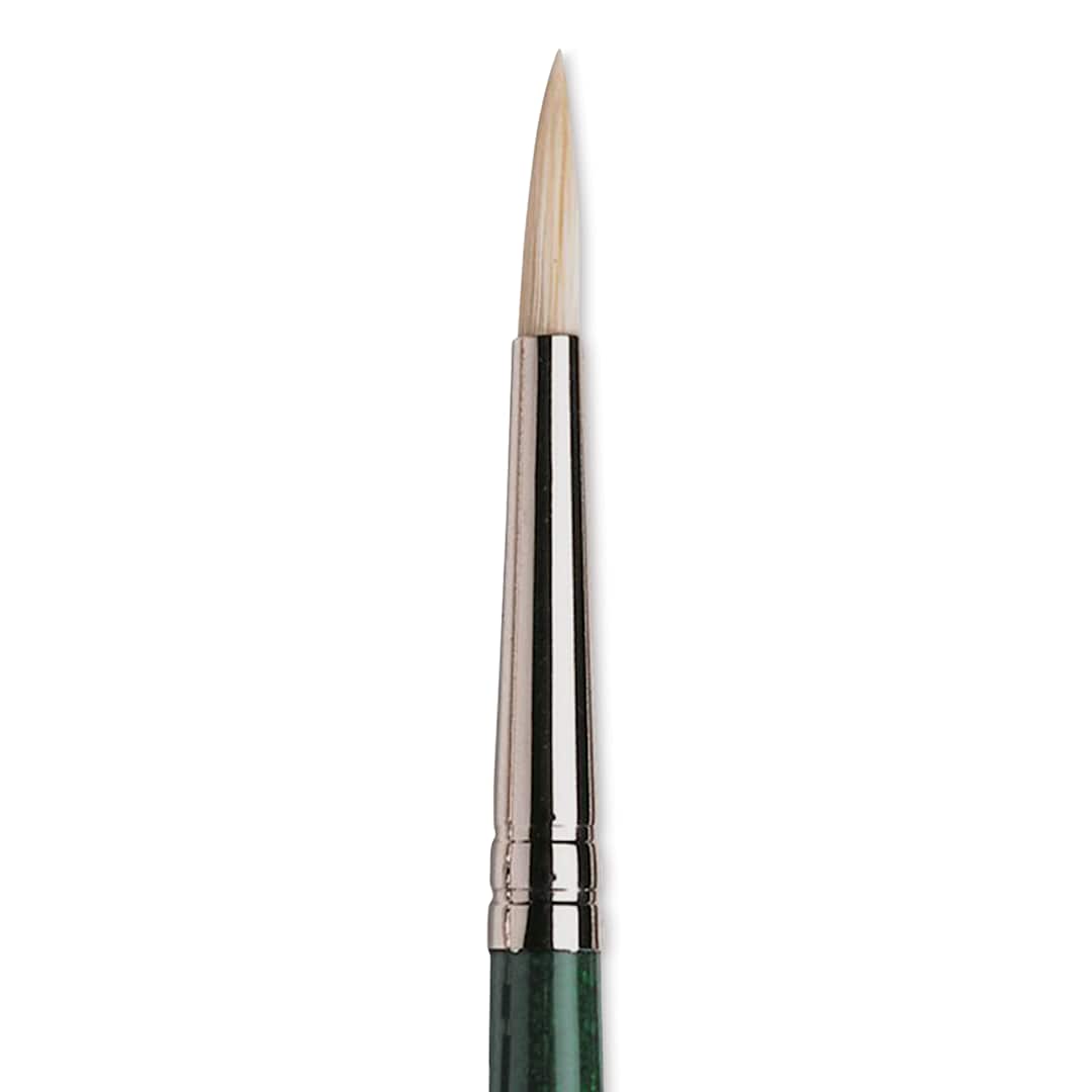 Open in modal - Winsor & Newton Winton Hog Bristle Brush - Round, Long Handle, Size 3
