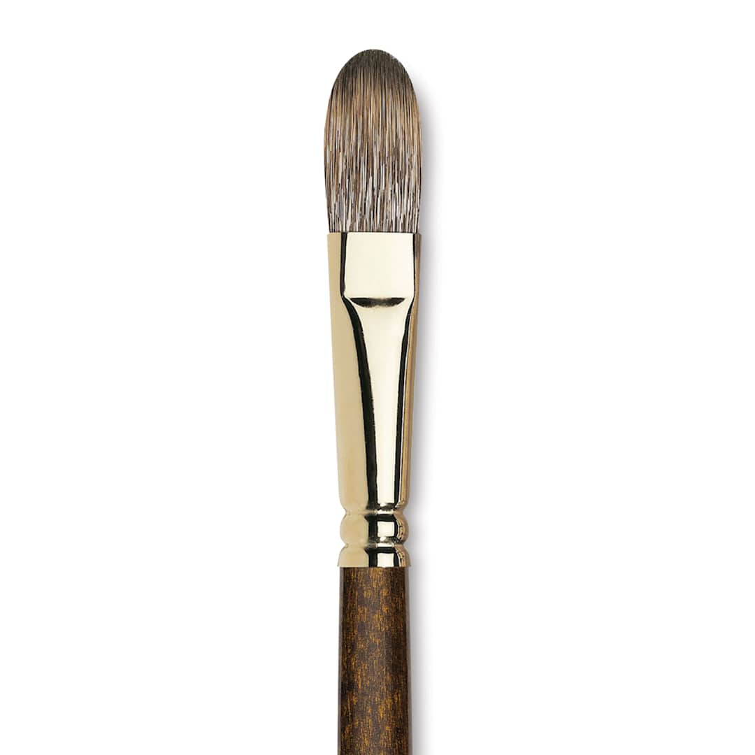 Open in modal - Winsor & Newton Monarch Mongoose Brush - Filbert, Long Handle, Size 14, close up