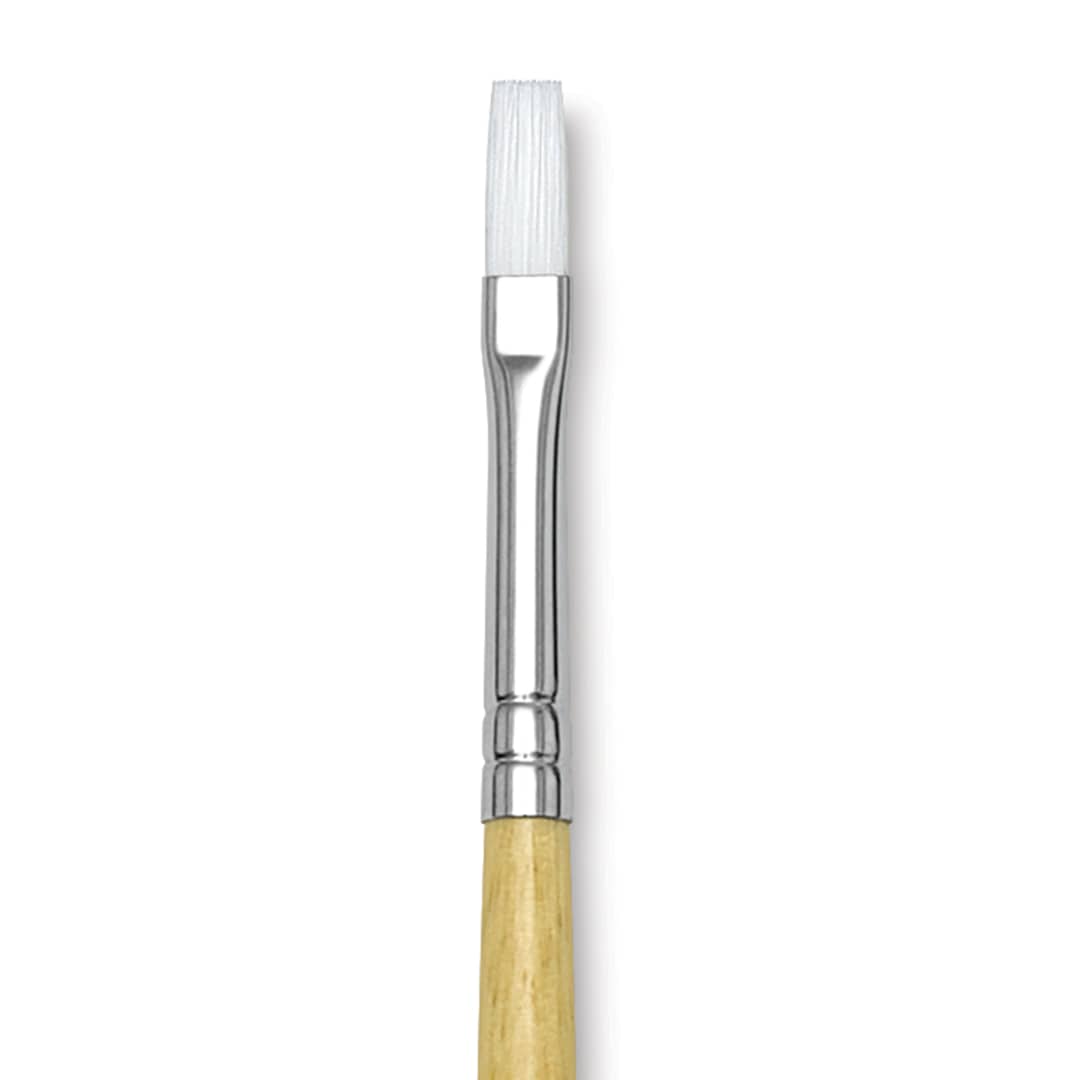 Open in modal - Blick Academic White Synthetic Brush - Flat, Size 6, close-up