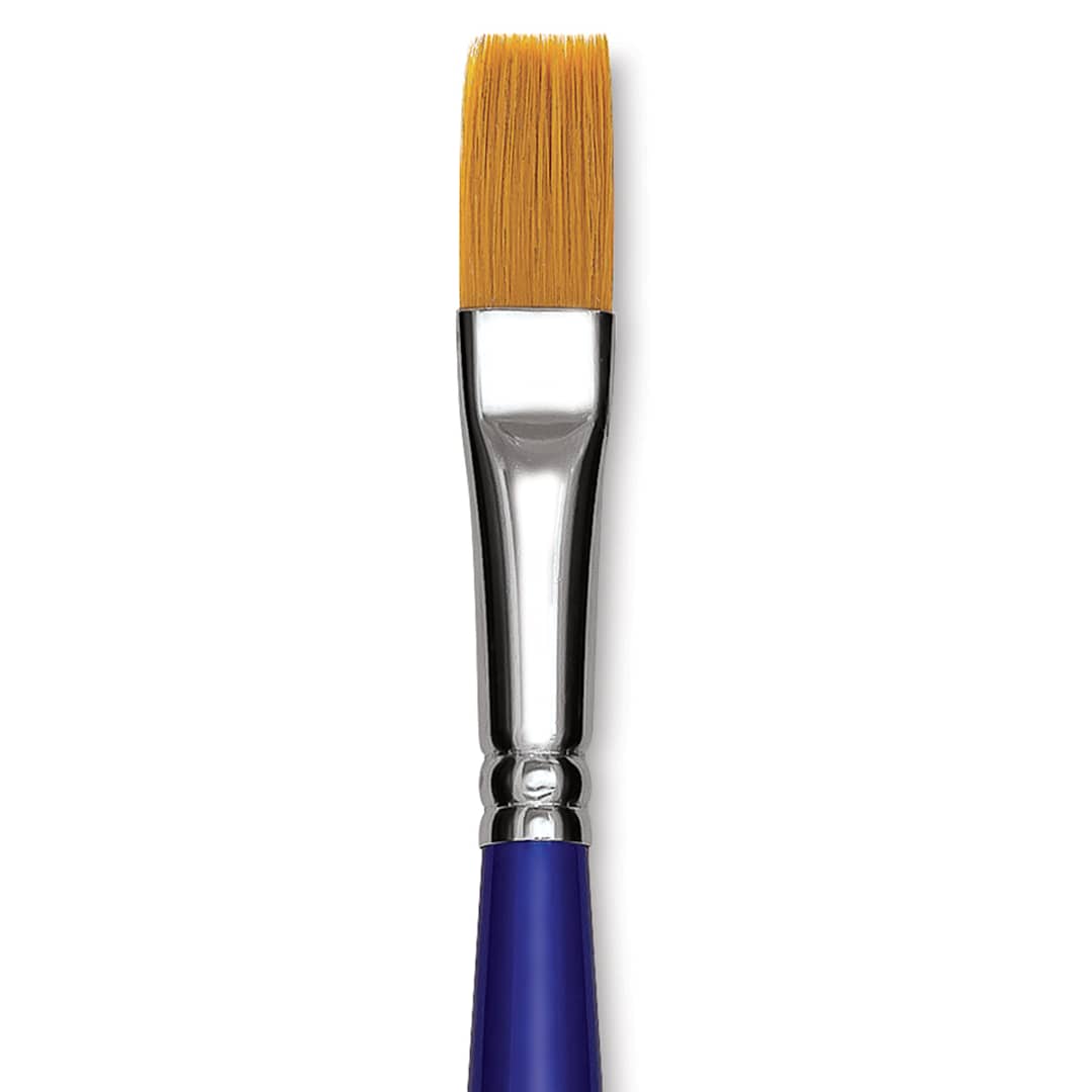Open in modal - Blick Scholastic Golden Taklon Brush - Flat, Long Handle, Size 12 close up