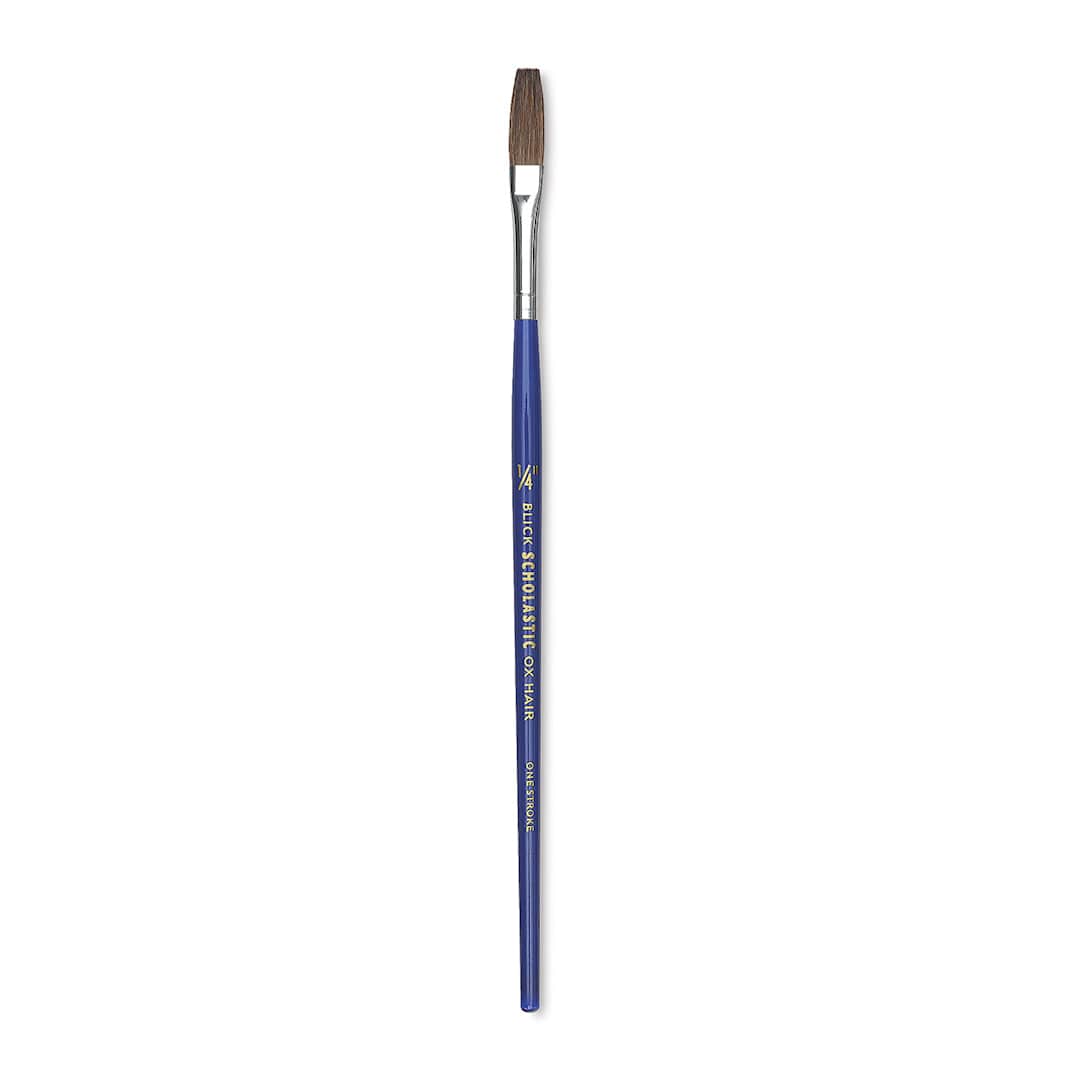 Open in modal - Blick Scholastic Ox Hair Brush - One-Stroke, Short Handle, 1/4"