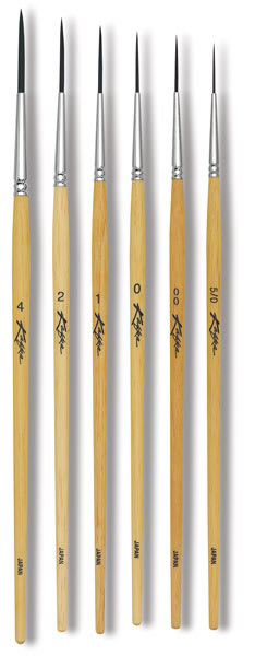 Open in modal - Kafka Design Scriptliner Brushes - Set of 6 brushes shown upright