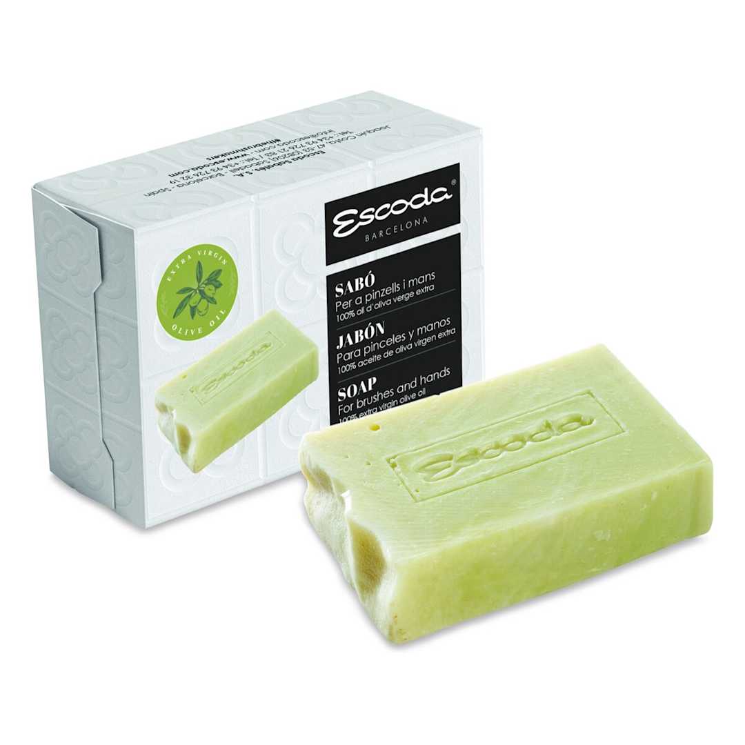 Open in modal - Escoda Artist Brush and Hand Soap - Green bar shown in front of package