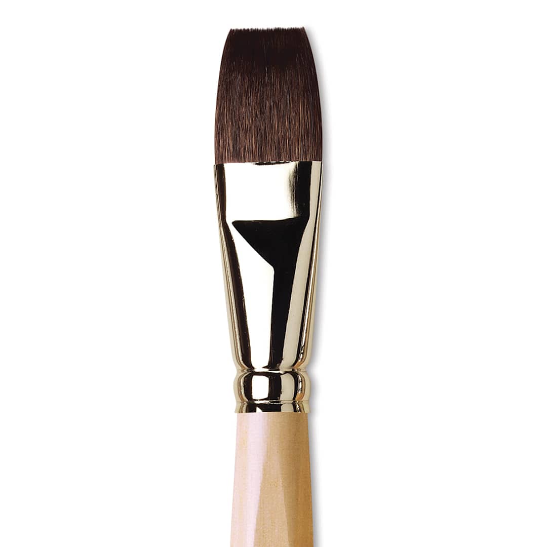 Open in modal - Da Vinci Petit Gris Pur Blue Squirrel Brush - Flat Wash, Short Handle, Size 20 close up