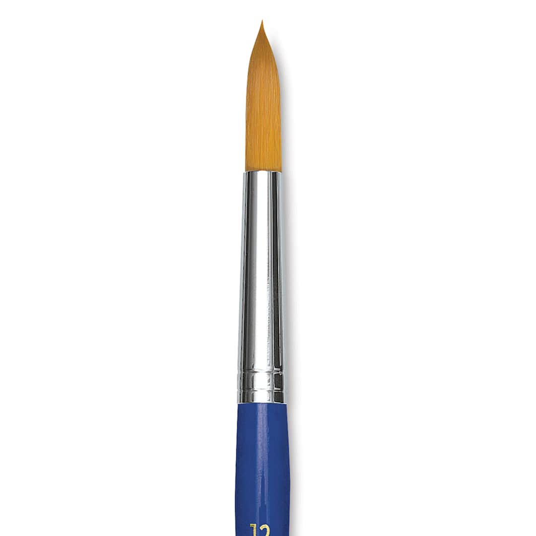 Open in modal - Blick Scholastic Short Handle Golden Taklon Brush - Round, Size 12