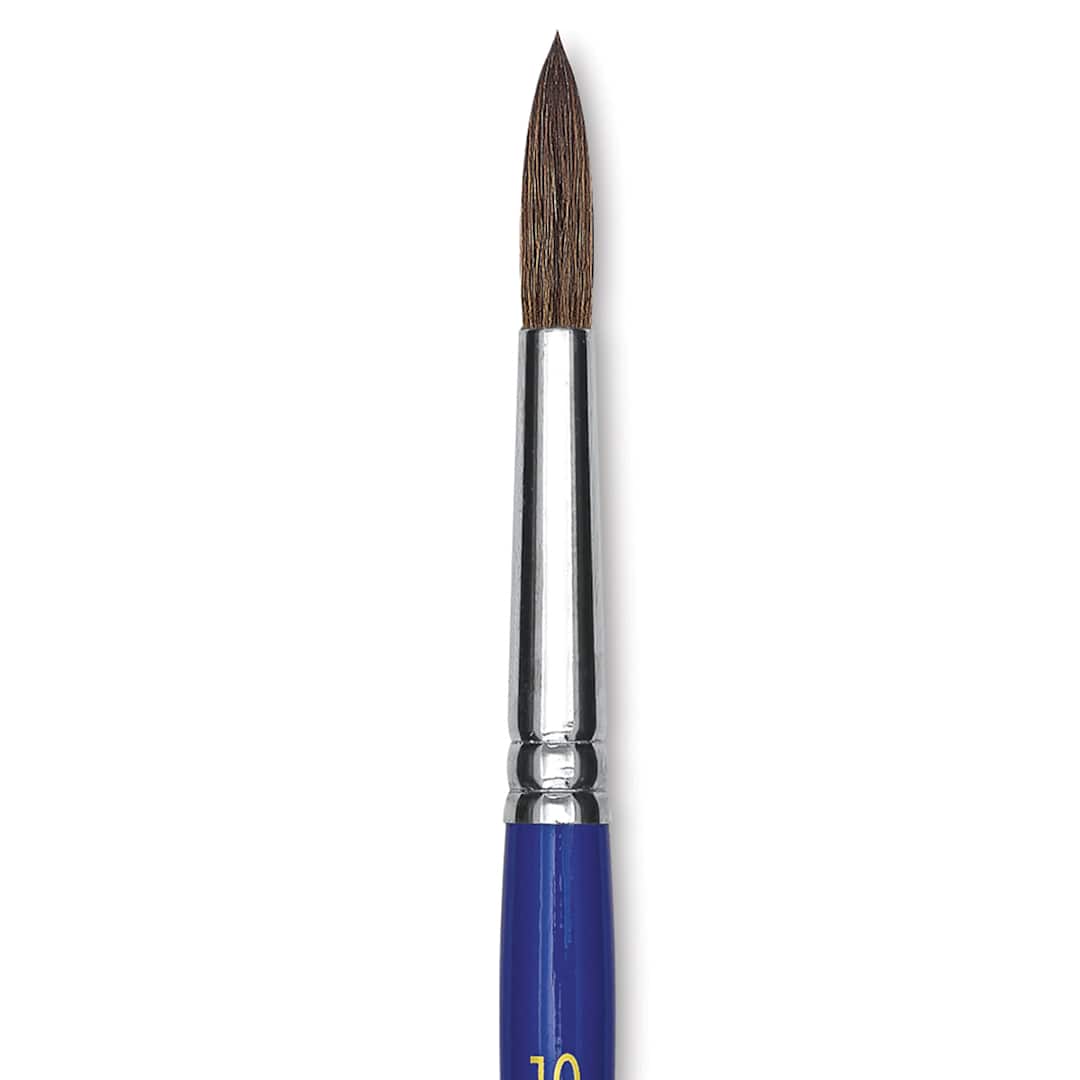 Open in modal - Blick Scholastic Short Handle Red Sable Brush - Round, Size 10 close up