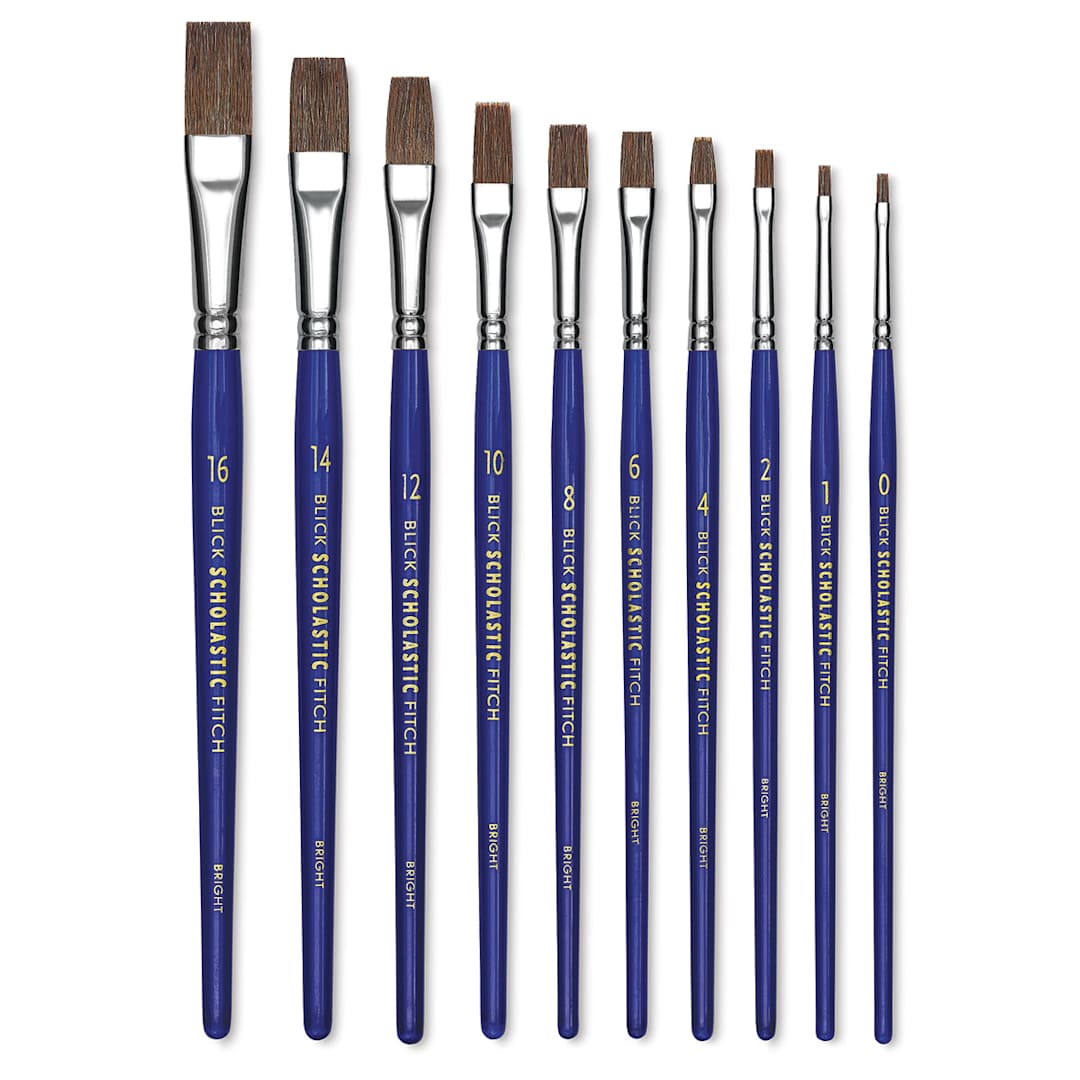 Open in modal - Blick Scholastic Pony Brush Set - Bright, Short Handle, Set of 10
