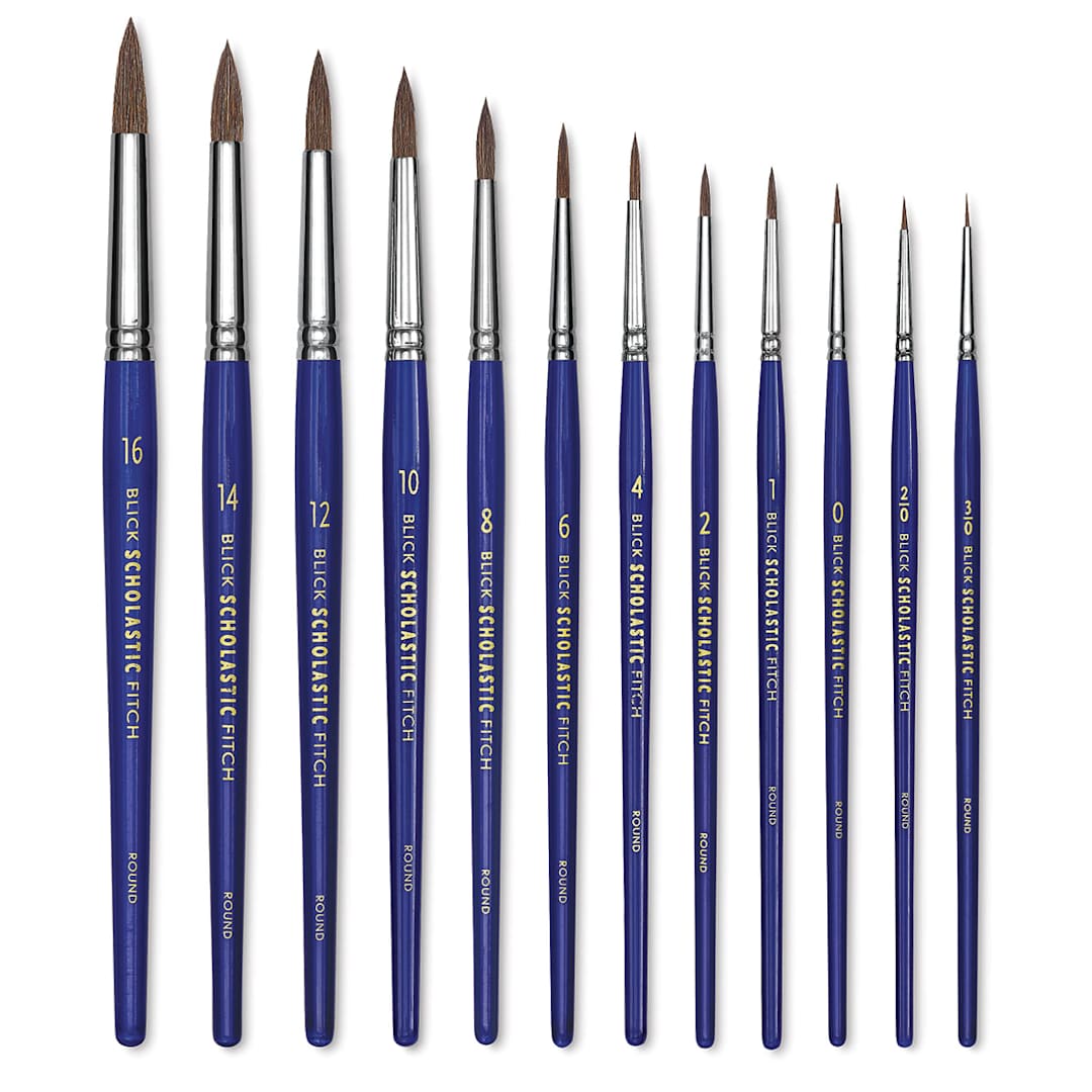 Open in modal - Blick Scholastic Pony Brush Set - Round, Short Handle, Set of 12