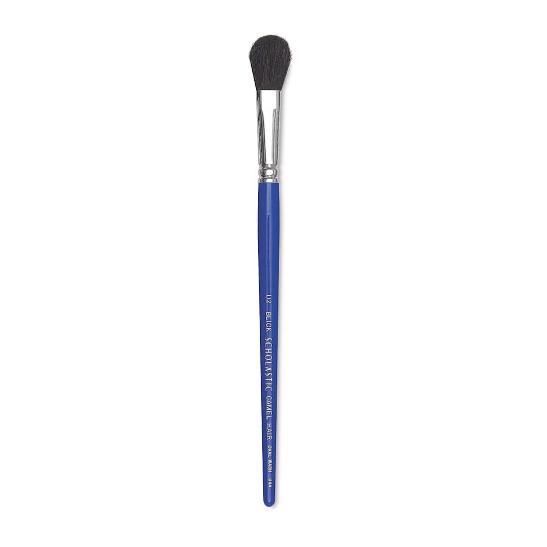 Open in modal - Blick Scholastic Camel Hair Brush - Oval Wash, Short Handle, Size 1/2"
