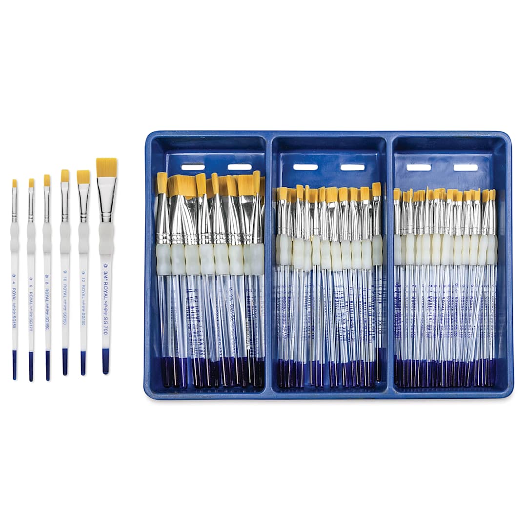 Open in modal - Royal Langnickel Soft Grip Golden Taklon Brush Set - Flats, Set of 72