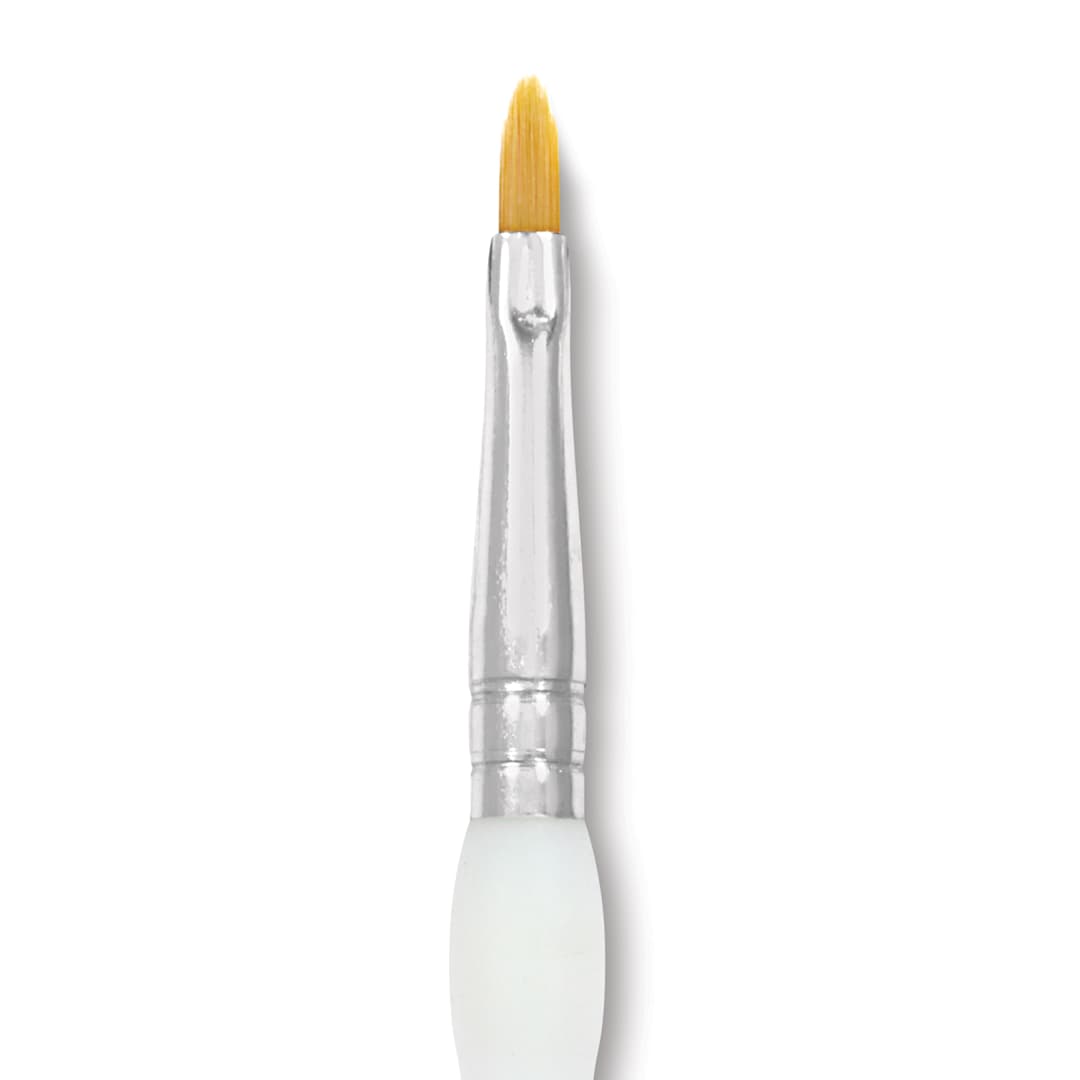 Open in modal - Royal & Langnickel Soft Grip Golden Taklon Brush - Filbert, Short Handle, Size 2, close-up