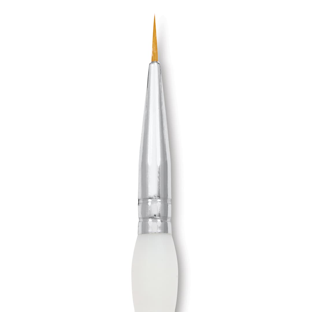 Open in modal - Royal & Langnickel Soft Grip Golden Taklon Brush - Round, Short Handle, Size 0, close-up