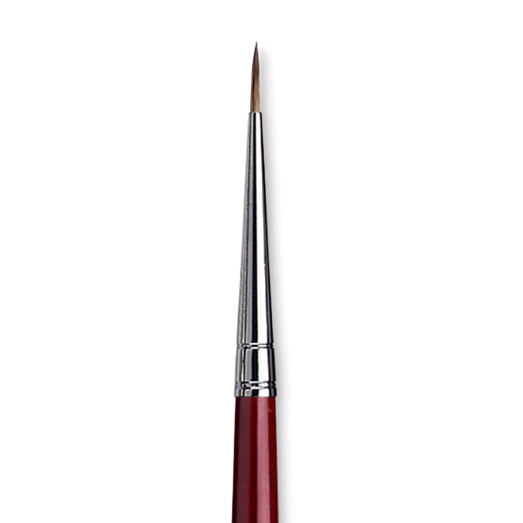 Open in modal - Da Vinci Black Sable Brush - Round, Long Handle, Size 3/0 close up