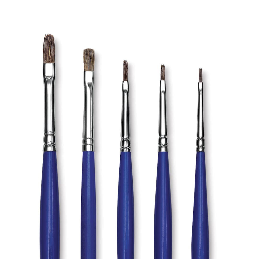 Open in modal - Blick Scholastic Red Sable Brush Set - Filbert, Long Handle, Set of 5 close up