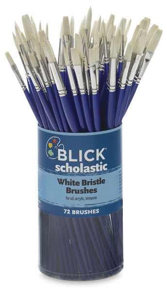 Open in modal - Scholastic White Bristle Brushes - Assorted Shapes, Canister of 72