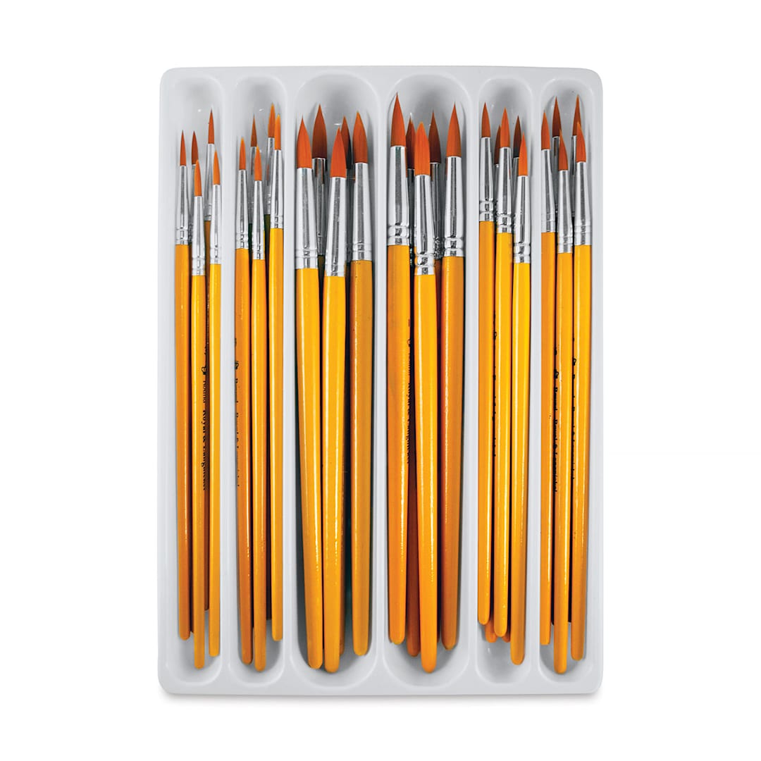 Open in modal - Royal Langnickel Golden Taklon Classroom Value Pack - Rounds, Set of 30