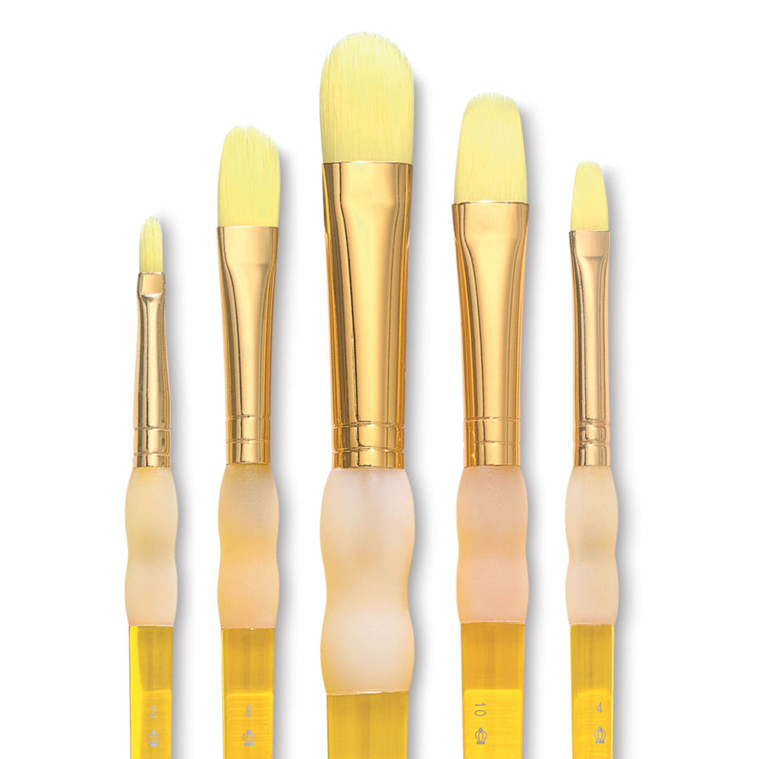 Open in modal - Royal & Langnickel Big Kid's Choice Lil' Grippers Synthetic Brushes - Filbert, Set of 5