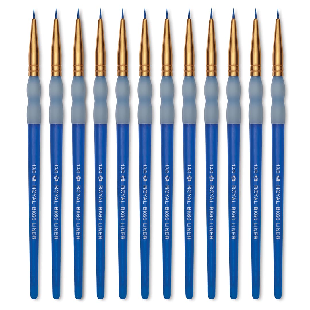 Open in modal - Royal & Langnickel Big Kid's Choice Lil' Grippers Synthetic Brushes - Liner, Size 10/0, Pkg of 12