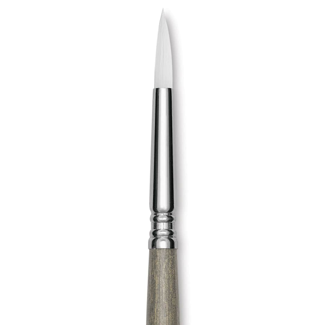 Open in modal - Escoda Perla Toray White Synthetic Brush - Round, Short Handle, Size 10 close up