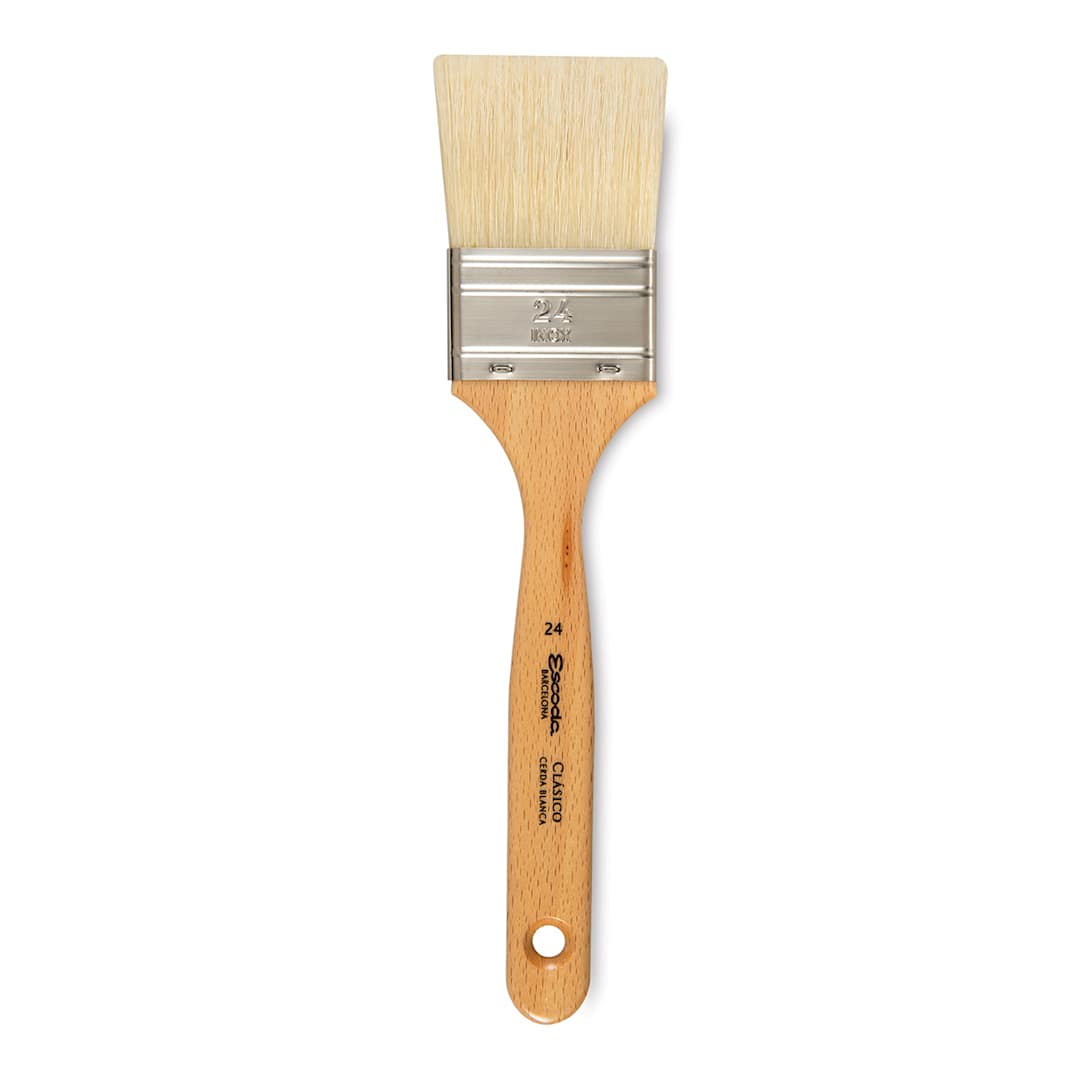 Open in modal - Escoda Clasico Chungking White Bristle Brush - Mottler, Size 24