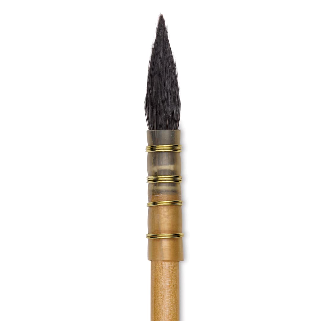 Open in modal - Isabey Original Siberian Blue Squirrel Brush - Quill Mop, Short Handle, Size 2/0 (Close-up)