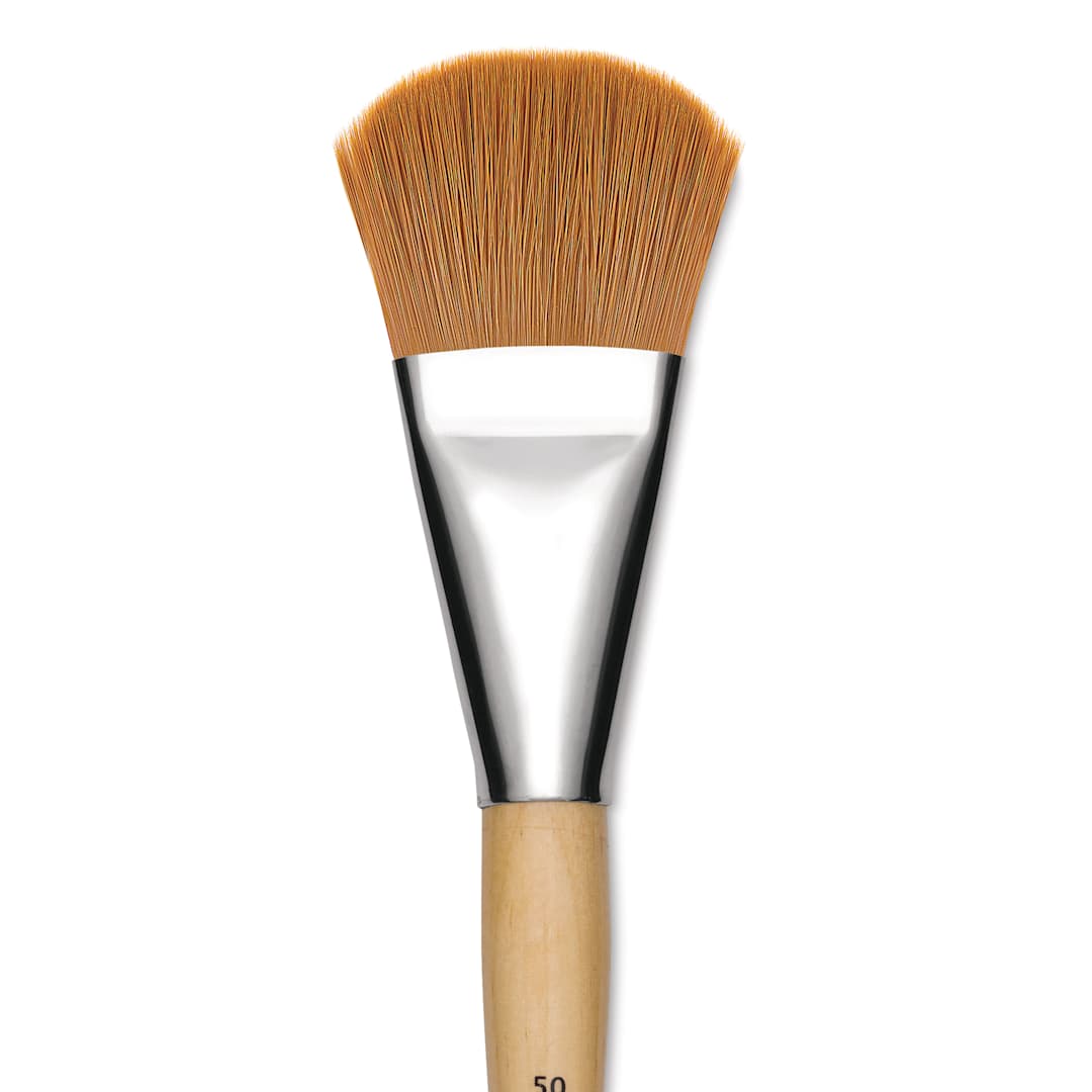 Open in modal - Blick Mega Golden Taklon Brush - Mega Filbert, Short Handle, Size 50, close up