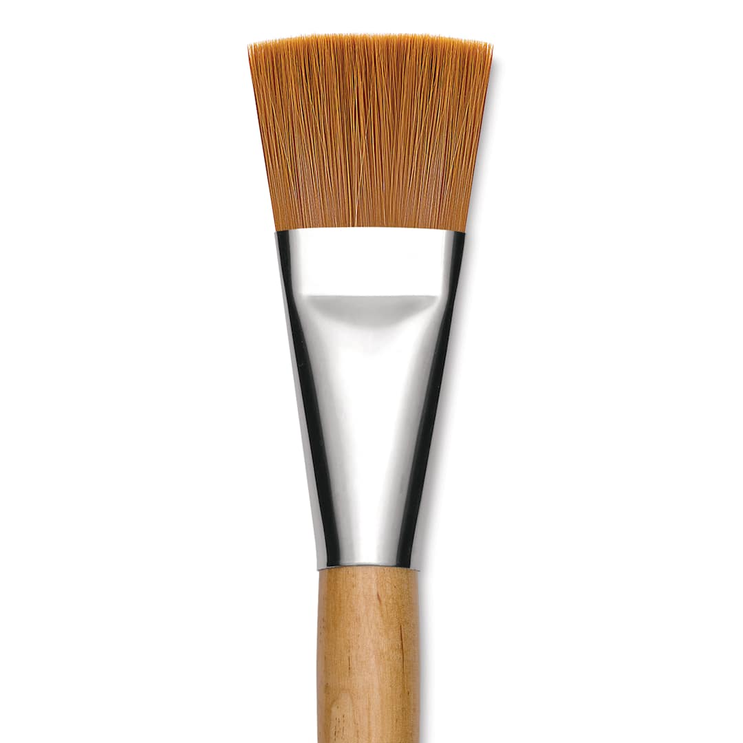 Open in modal - Blick Mega Golden Taklon Brush - Mega Flat, Short Handle, Size 30, close up