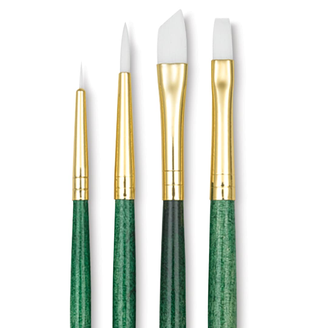 Open in modal - Princeton Real Value Brush Set - 9117, White Taklon, Short Handle, Set of 4
