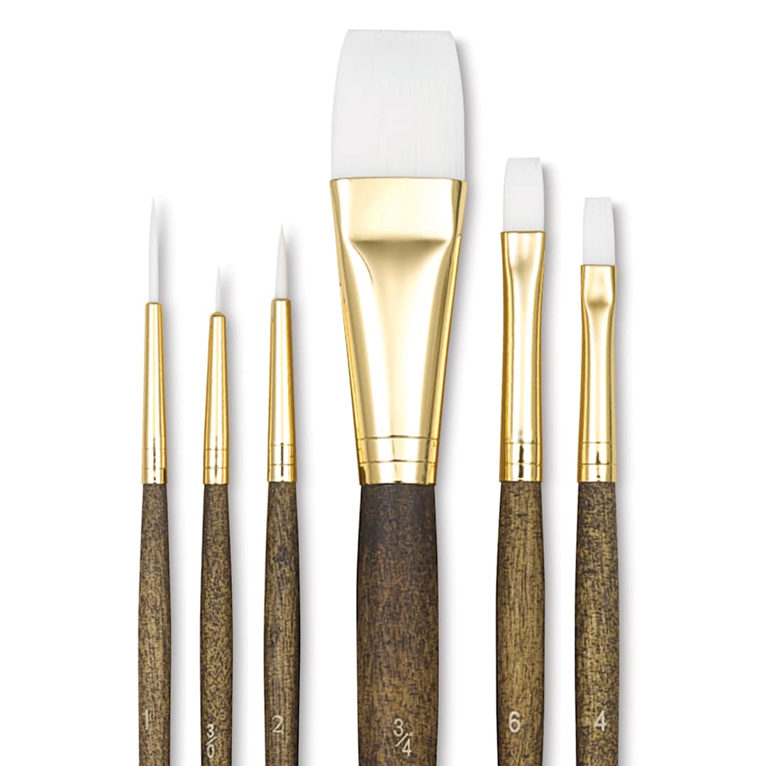 Open in modal - Princeton Real Value Brush Set - 9140, White Taklon, Short Handle, Set of 6