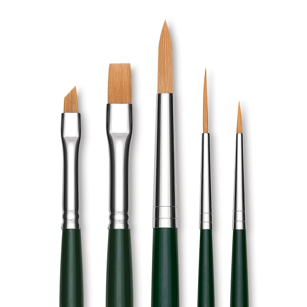 Open in modal - Da Vinci Nova Synthetic Brushes - 50th Anniversary Set, Short Handle, Set of 5, close up