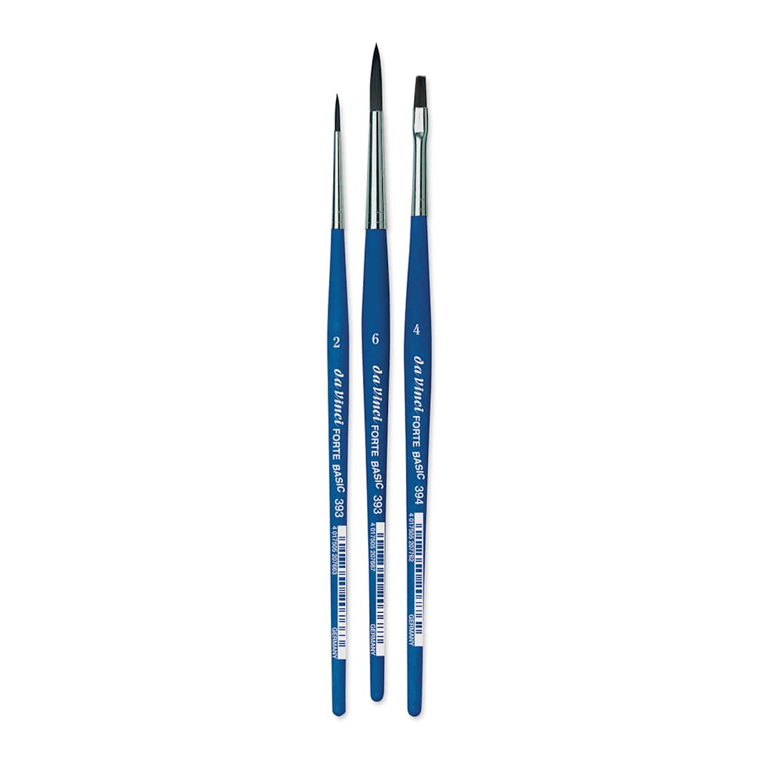 Open in modal - Da Vinci Forte Basic Synthetic Brushes - Assorted, Short Handler, Set of 3