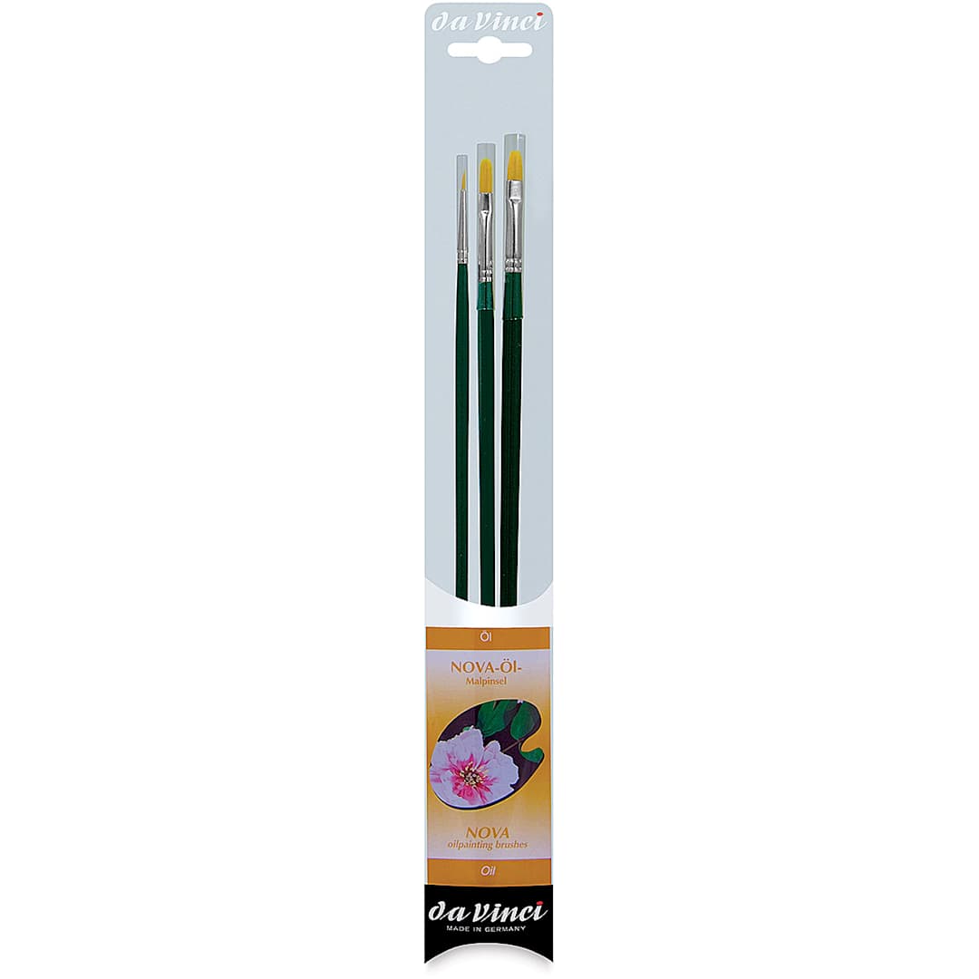 Open in modal - Da Vinci Nova Synthetic Brushes - Oil Painting Set, Long Handle, Set of 3