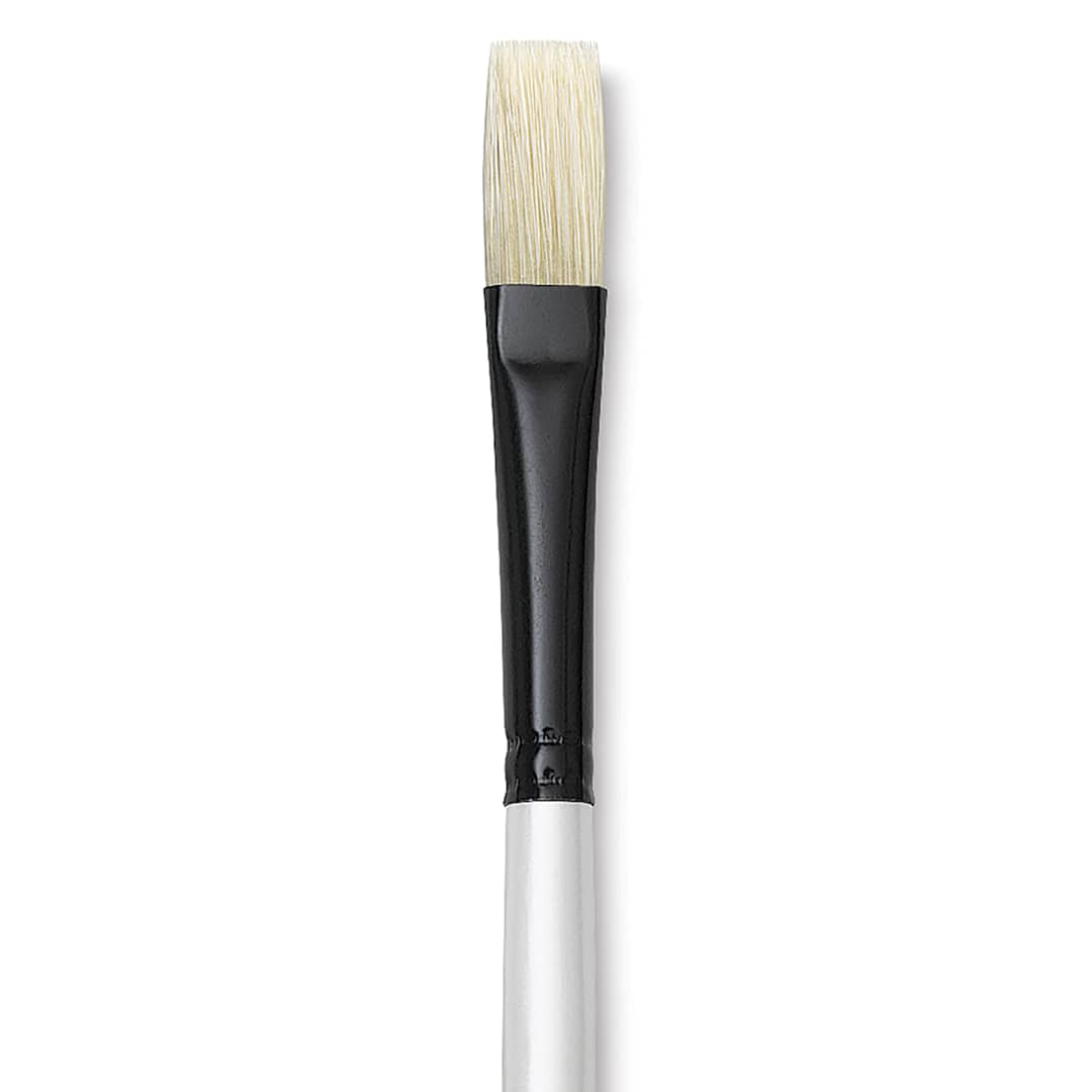 Open in modal - Robert Simmons Simply Simmons Chungking Hog Bristle Brush - Flat, Long Handle, Size 6 close up