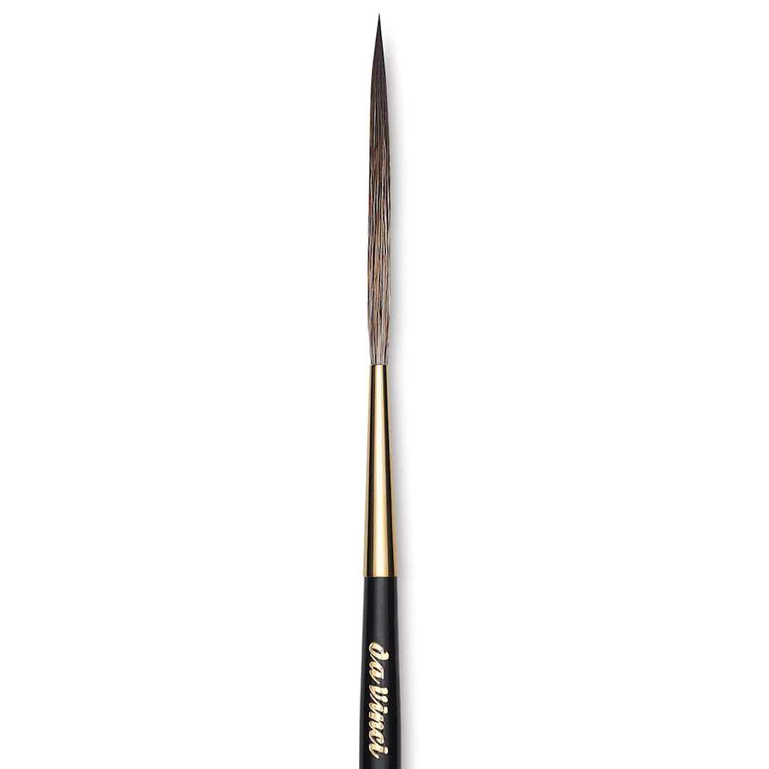 Open in modal - Da Vinci Casaneo Synthetic Squirrel Watercolor Brush - Pointed Liner Striper, Size 8, Short Handle, Synthetic, close up