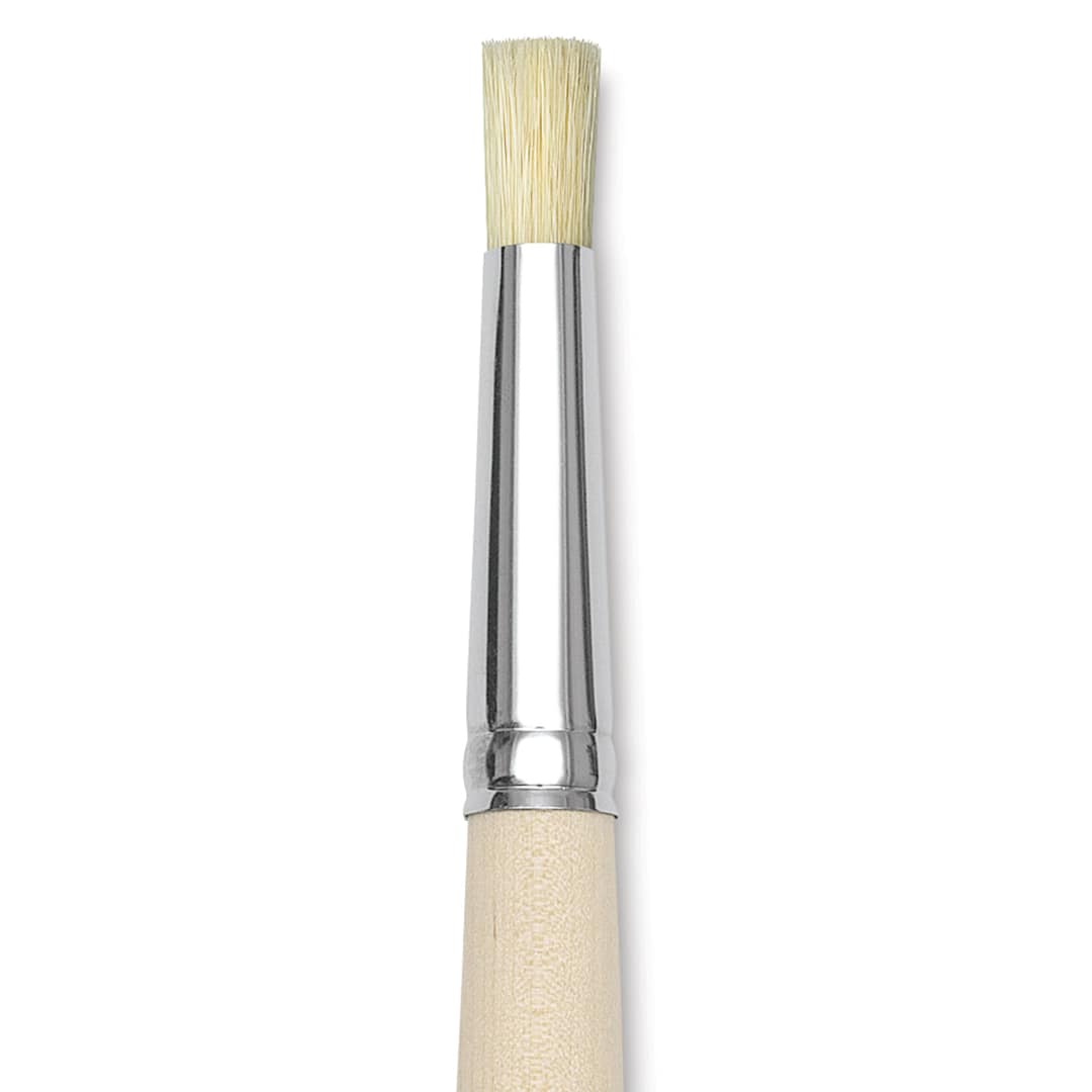 Open in modal - Da Vinci Artist Bristle Stencil Brushes - Closeup of Size 4 Traditional handle Brush
