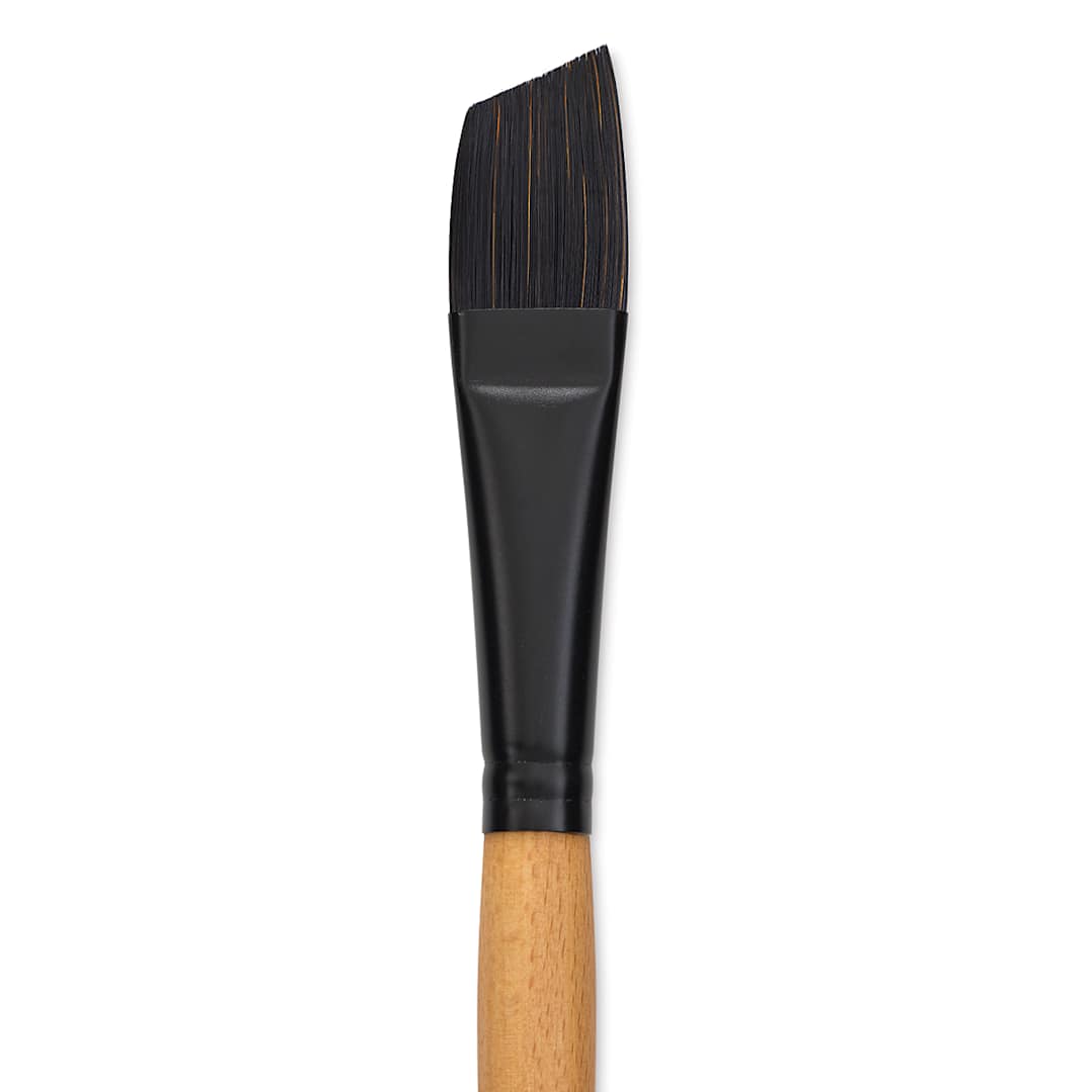 Open in modal - Princeton Catalyst Polytip Bristle Brush - Angle Bright, Long Handle, Size 12 close up