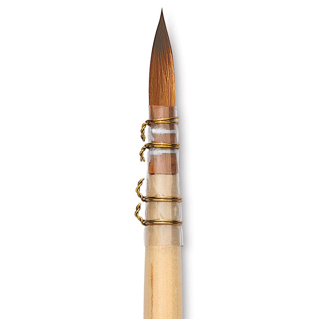 Open in modal - Dynasty Black Gold Short Handle Brush - Quill, Size 2/0 close up