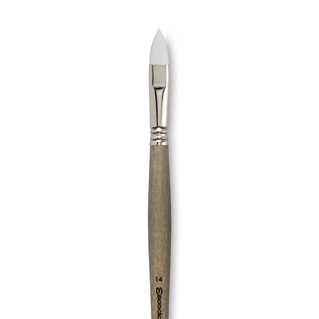 Open in modal - Escoda Perla Toray White Synthetic Brush - Filbert, Long Handle, Size 14