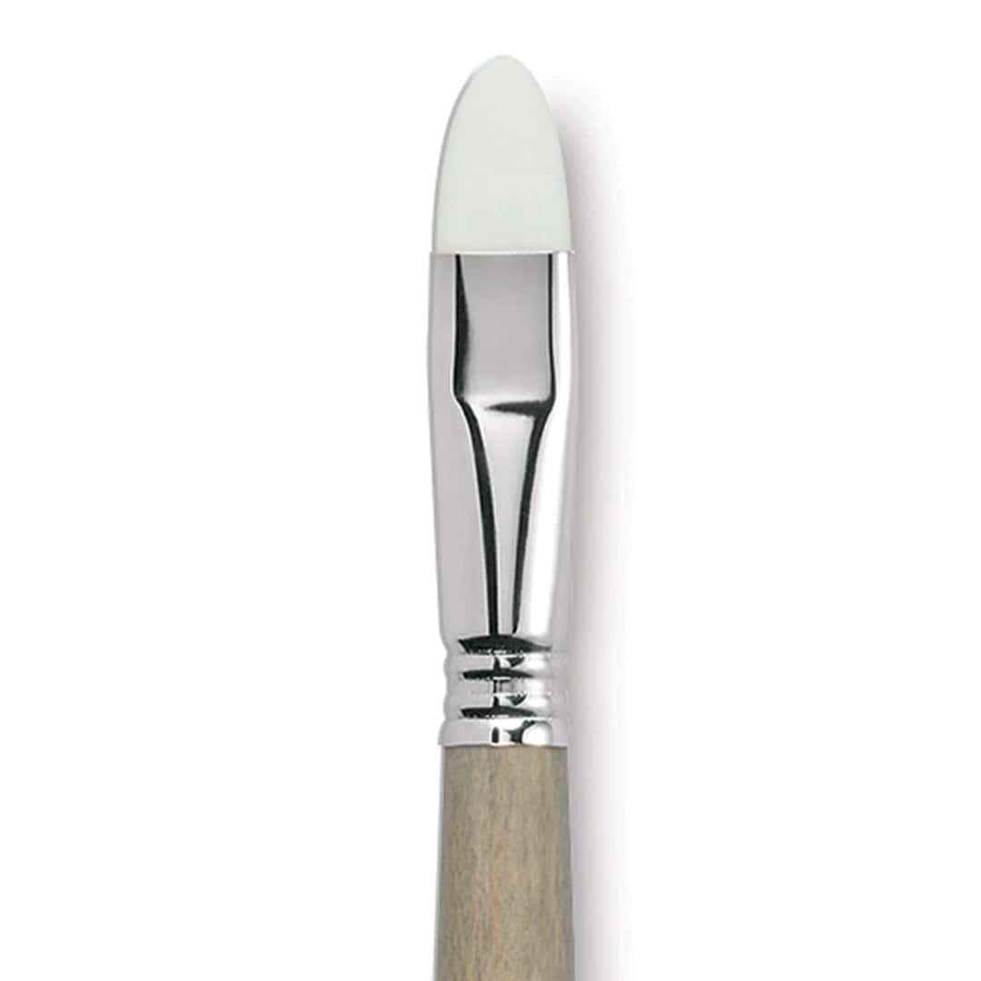 Open in modal - Escoda Perla Toray White Synthetic Brush - Bright, Long Handle, Size 16 close up