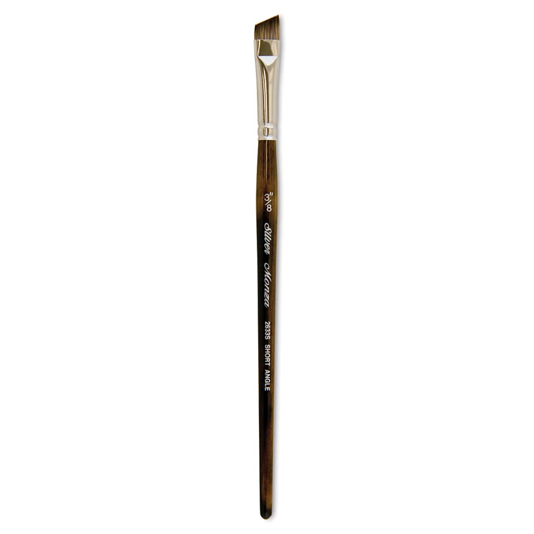 Open in modal - Silver Brush Monza Synthetic Mongoose Artist Brush - Short Angle, Short Handle, Size 3/8"