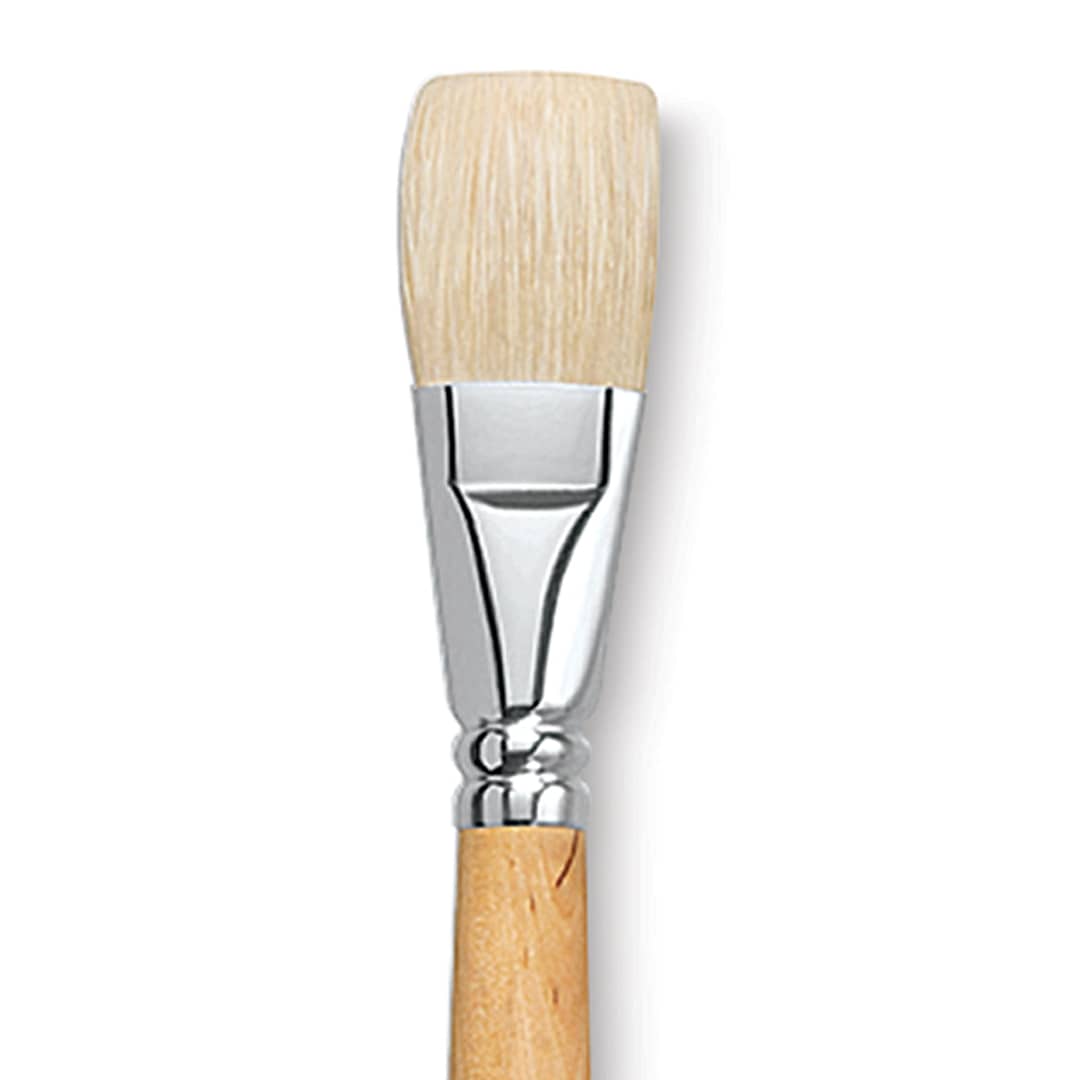 Open in modal - Escoda Clasico Chungking White Bristle Brush - Bright, Extra Long Handle, Size 28 close up