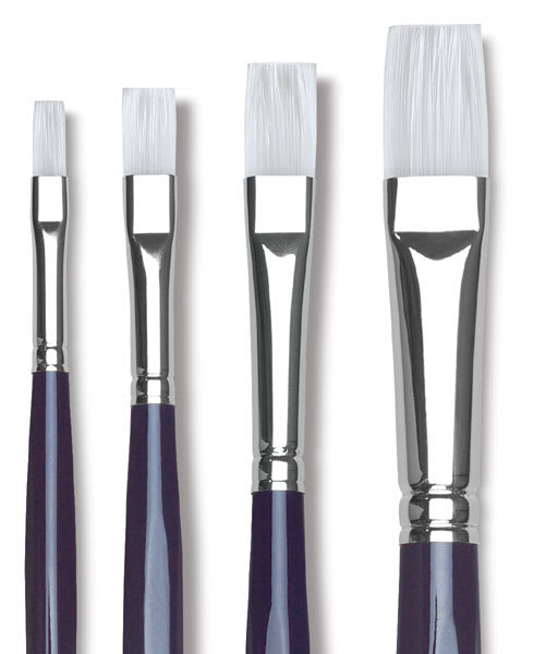 Open in modal - Da Vinci Impasto Brushes - Closeup of 4 Flat Brushes

