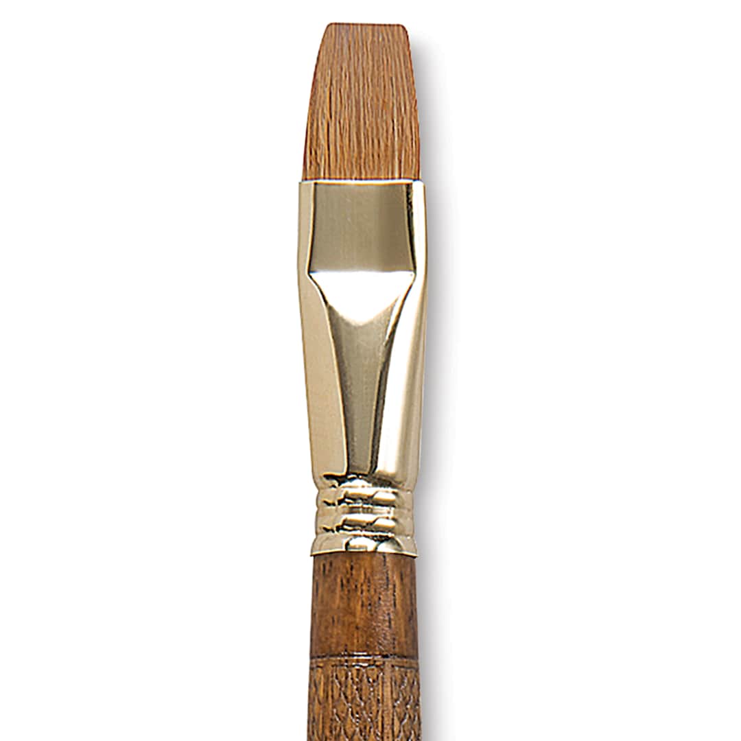 Open in modal - Escoda Reserva Kolinsky-Tajmyr Sable Brush - Bright, Long Handle, Size 18 close up