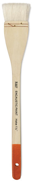 Open in modal - R&F Encaustic Hake Brush - Short Handle, Size 1-1/2"