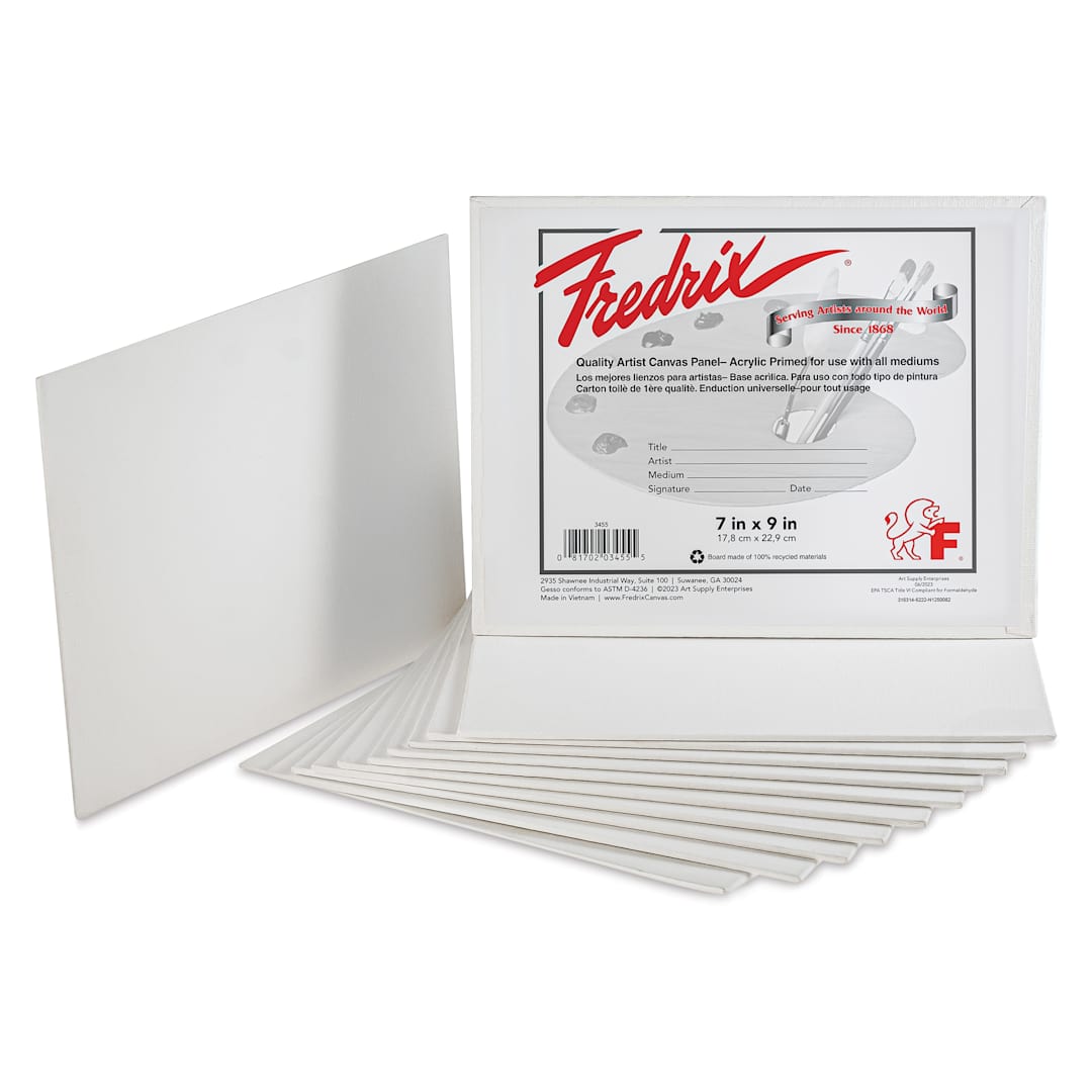 Open in modal - Fredrix Artist Series Standard Canvas Panels - 7" x 9", Pkg of 12